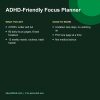 ADHD-friendly daily focus planner pages: daily focus, brain dump and task breaker (details)