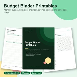 Budget binder printable pages