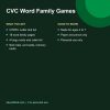 CVC word family reading games printable pages