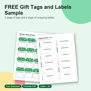Free gift tags and wrapping labels sample