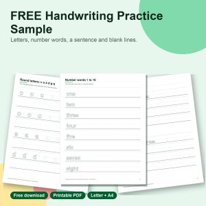 Free handwriting practice sample printable