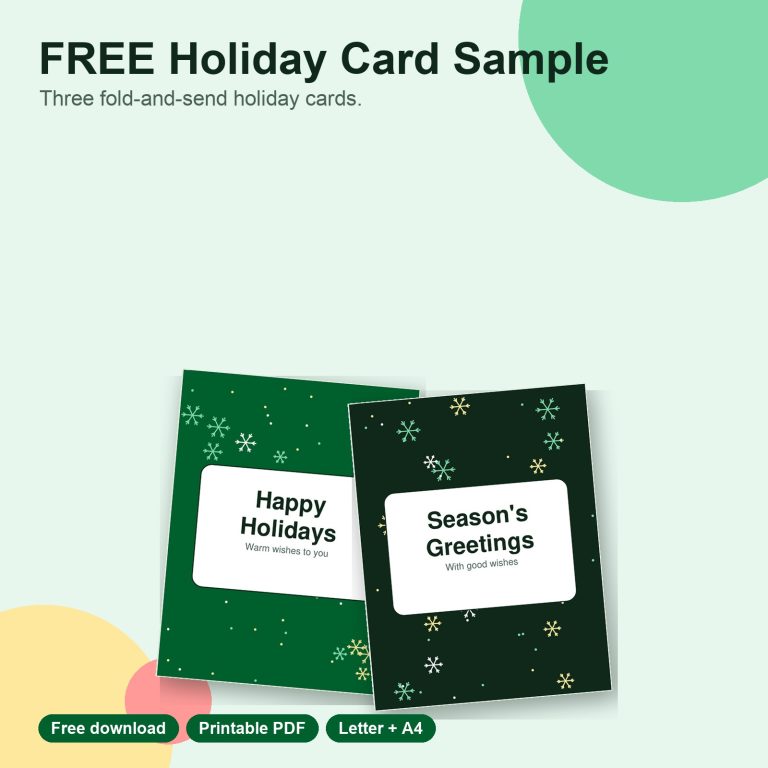 Free holiday card sample printable