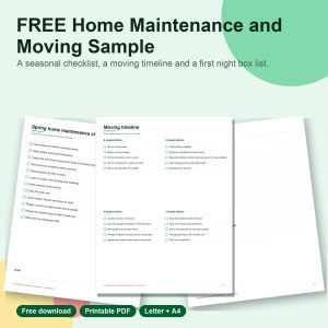 Free home maintenance and moving sample printable