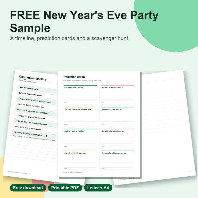 Free New Year's Eve party sample printable