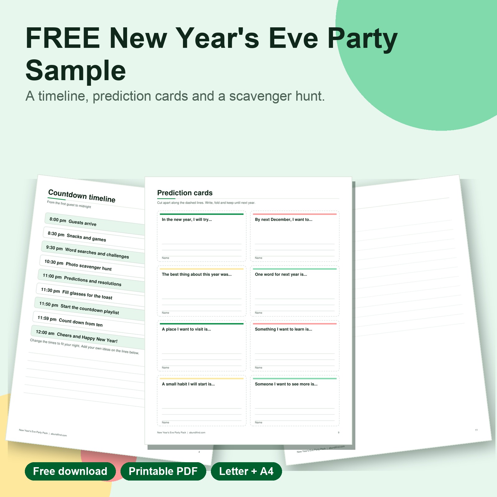 Free New Year's Eve party sample printable