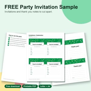 Free party invitation and thank you note sample
