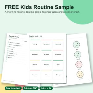 Free kids routine and feelings sample printable