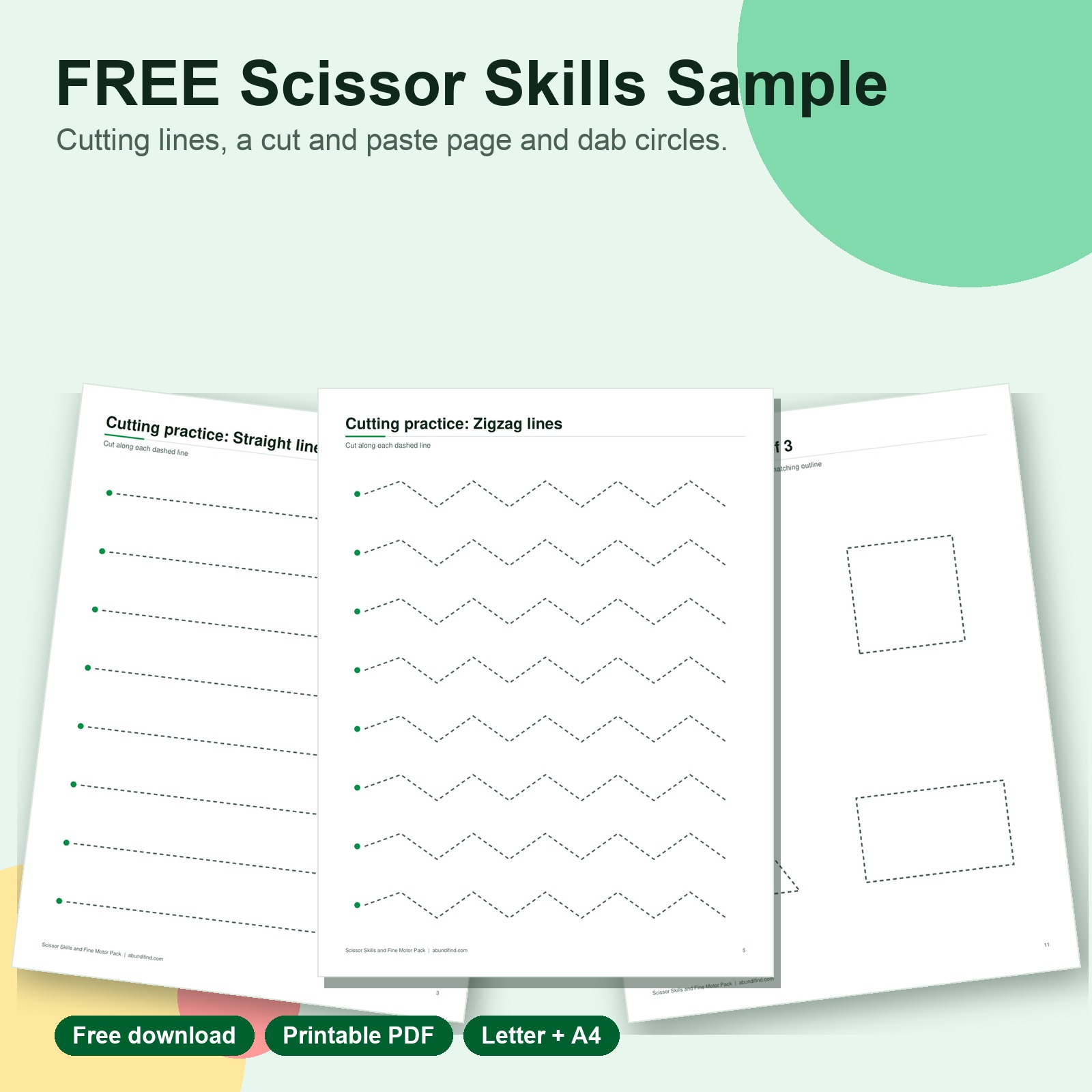 Free scissor skills sample printable