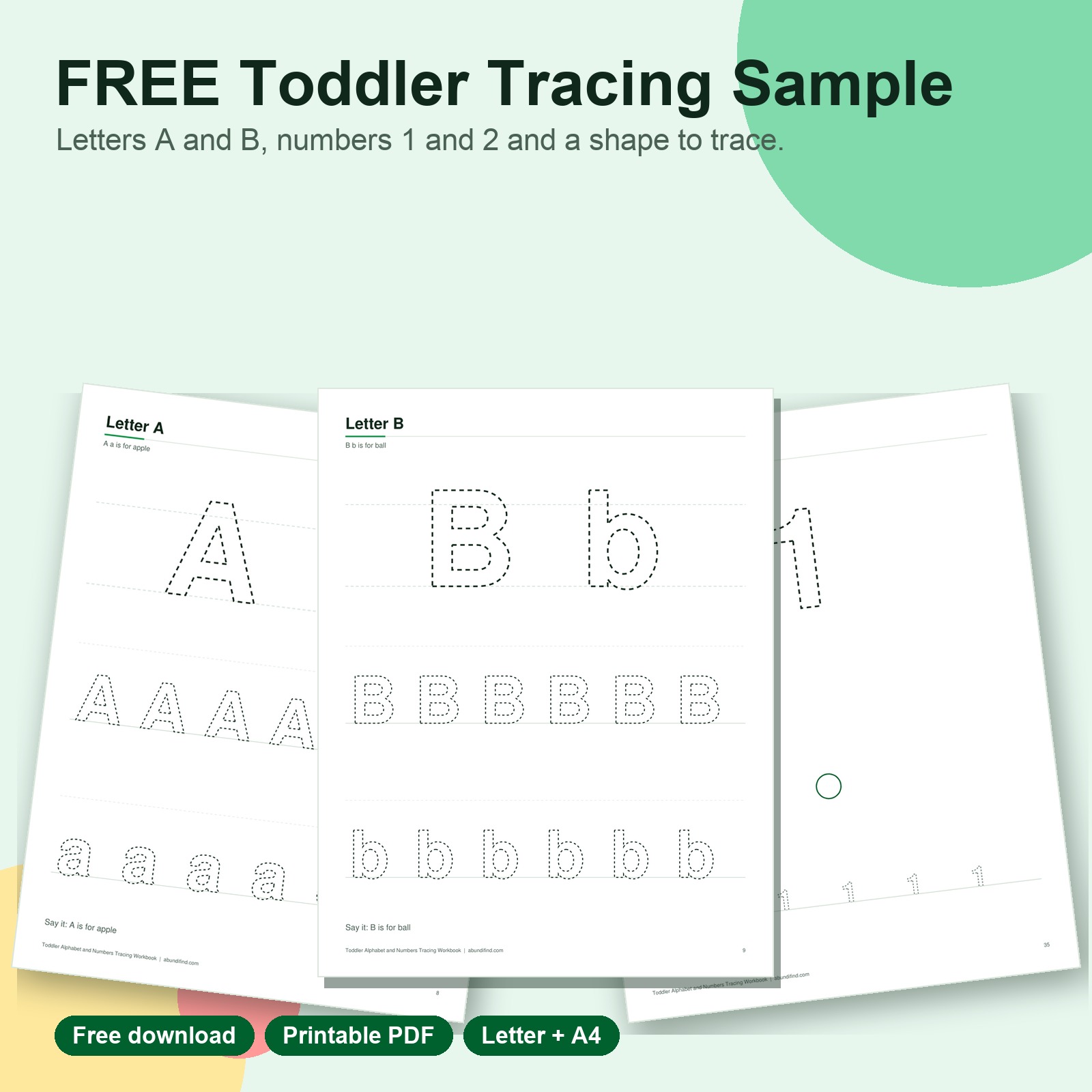 Free toddler tracing sample printable
