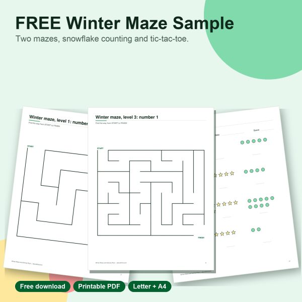 Free winter maze sample printable