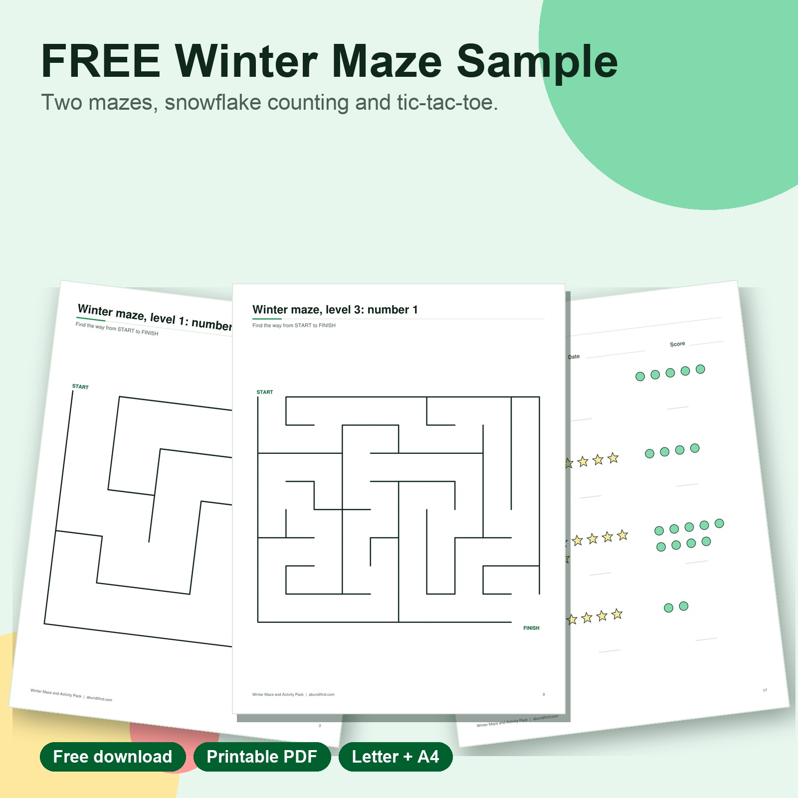Free winter maze sample printable