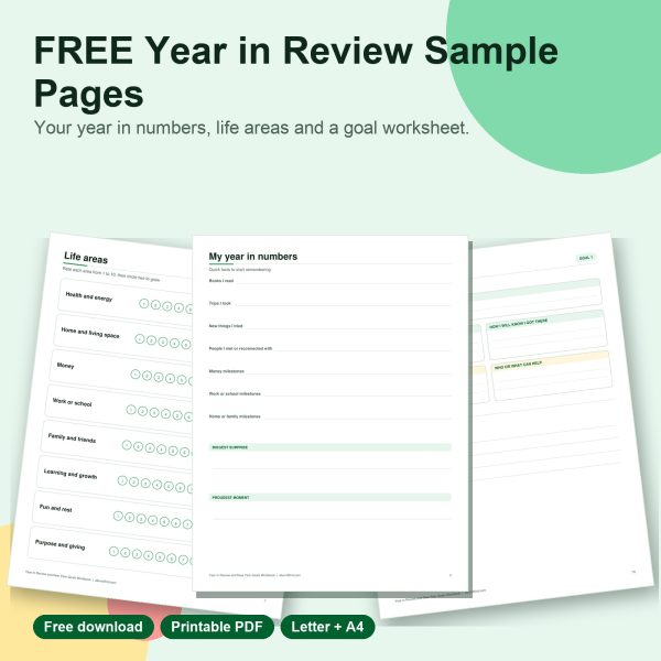 Free year in review sample printable