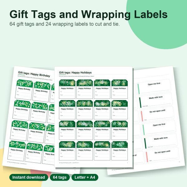 Printable gift tags and wrapping labels