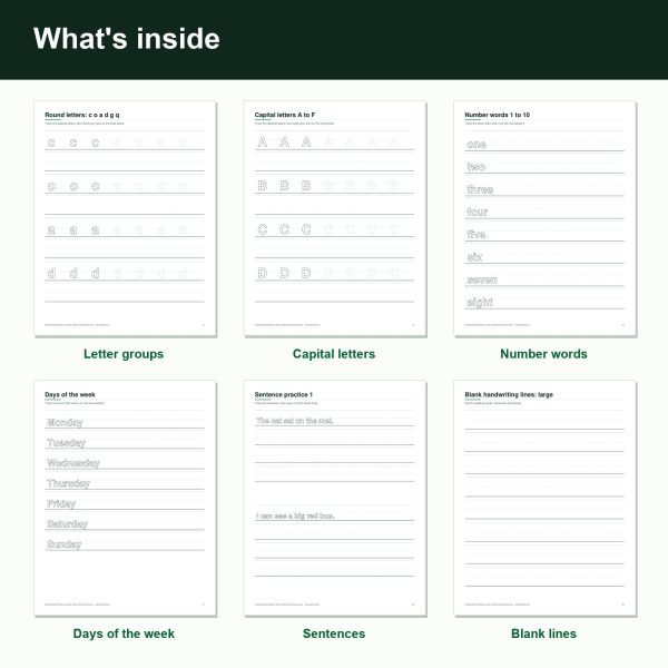 Handwriting practice letters words and sentences printable