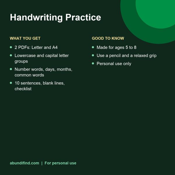 Handwriting practice letters words and sentences printable