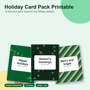 Printable holiday card pack designs