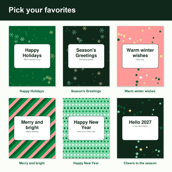 Printable holiday card pack designs inside