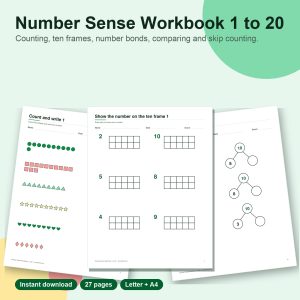 Number sense workbook 1 to 20 printable pages