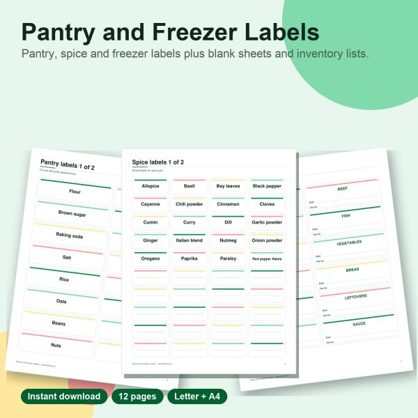 Pantry and freezer labels printable