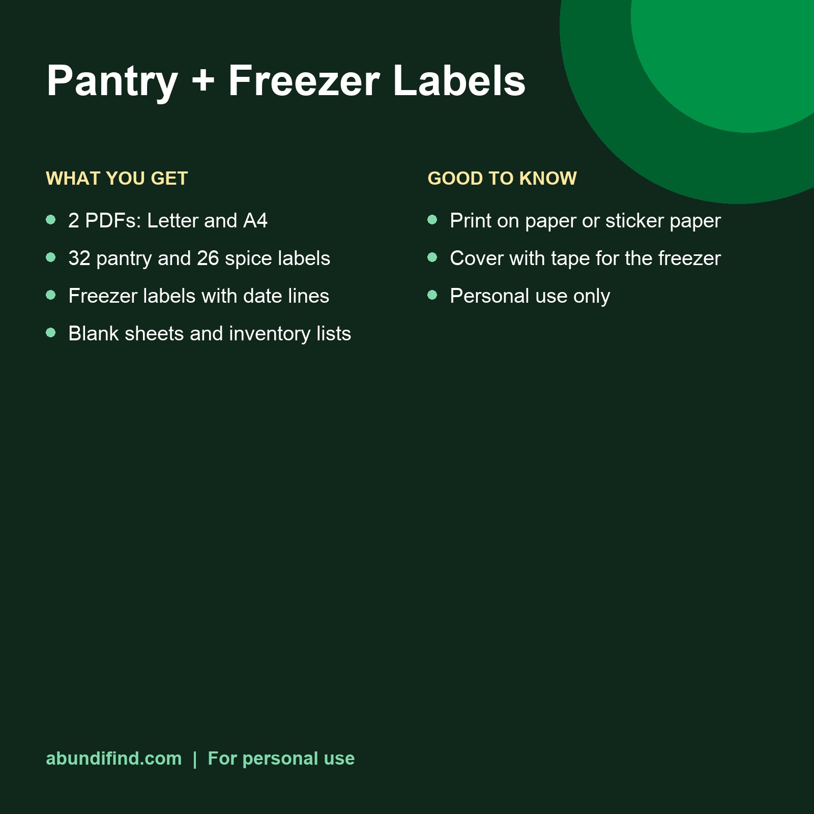 Pantry and freezer labels printable