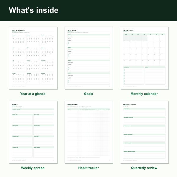 2027 printable planner monthly and weekly pages (inside)