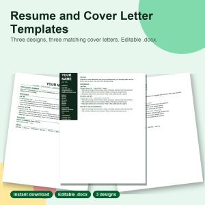Three resume template designs: classic, modern and minimal