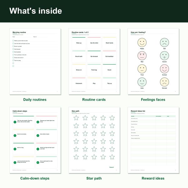 Kids routine and feelings system printable pages