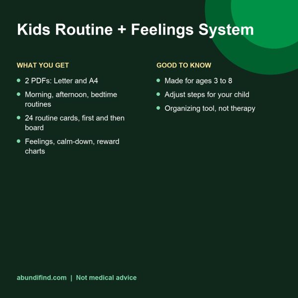 Kids routine and feelings system printable pages