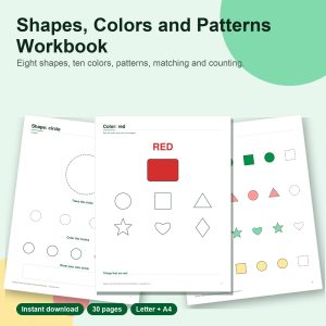 Shapes, colors and patterns preschool workbook printable