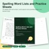 Spelling word lists and practice sheets printable pages
