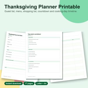 Thanksgiving planner printable pages