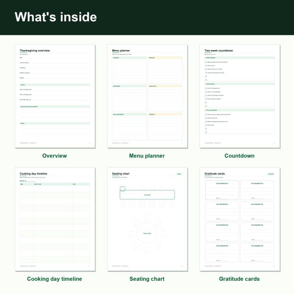 Thanksgiving planner printable pages inside