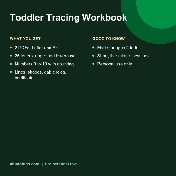 Toddler alphabet and numbers tracing workbook printable pages
