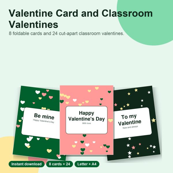 Printable Valentine cards and classroom valentines
