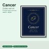 Cancer zodiac wall art in navy and gold, framed print