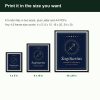 Sagittarius zodiac wall art in navy and gold, framed print (inside)