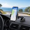 Phone mounted in a car on a flexible suction phone holder