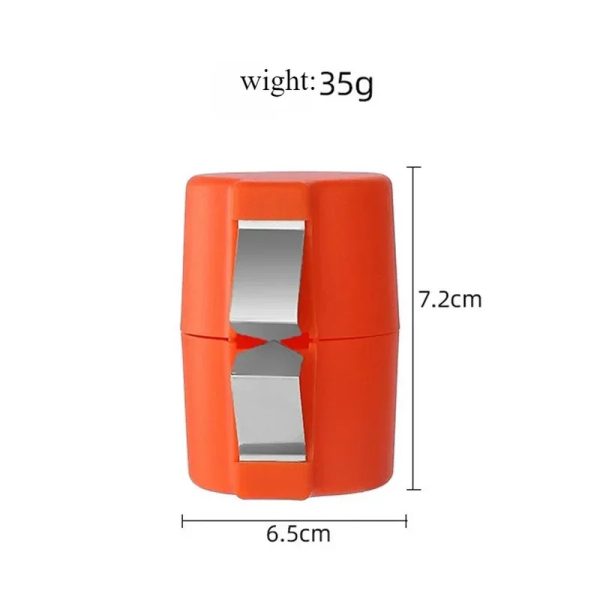 Orange egg separator with dimensions