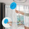 Blue microfiber ceiling fan duster with long extendable handle