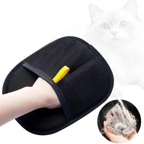 Reusable pet hair removal glove, double-sided