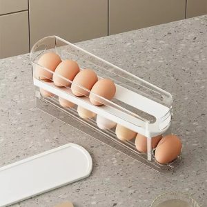 Two-tier rolling egg holder for the refrigerator