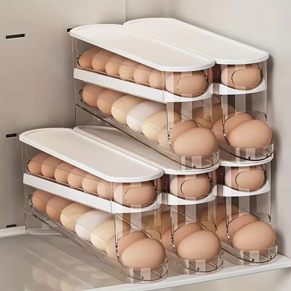 Two-tier rolling egg holder for the refrigerator