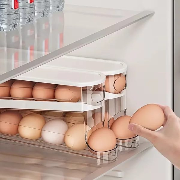 Two-tier rolling egg holder for the refrigerator
