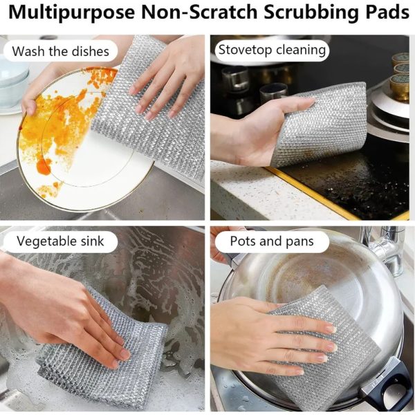 Metal mesh scrubbing cloth cleaning pots and pans