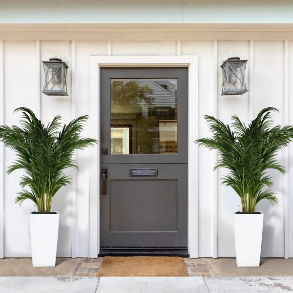 Tall white self-watering planter set of 2