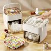 Two-layer ice cube tray with lid and storage bin