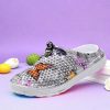 Women's butterfly print slip-on clog slippers in Black