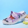 Women's butterfly print slip-on clog slippers in Purple